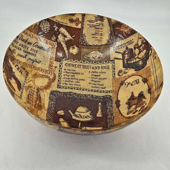 Vintage Fiberglass Mid Century Recipe kitchen retro Pattern large Bowl 11" - Picture 2 of 4